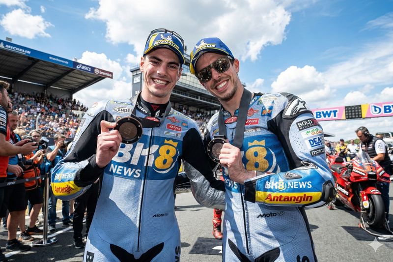 BK8 Gresini Racing MotoGP riders celebrating